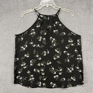 Papermoon Tank‎ Top Womens Large Floral Sleeveless Keyhole Blouse Summer Shirt